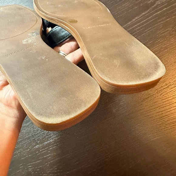 Vince Camuto Leather Slide Sandals Barcellen Black 7 - Picture 4 of 6